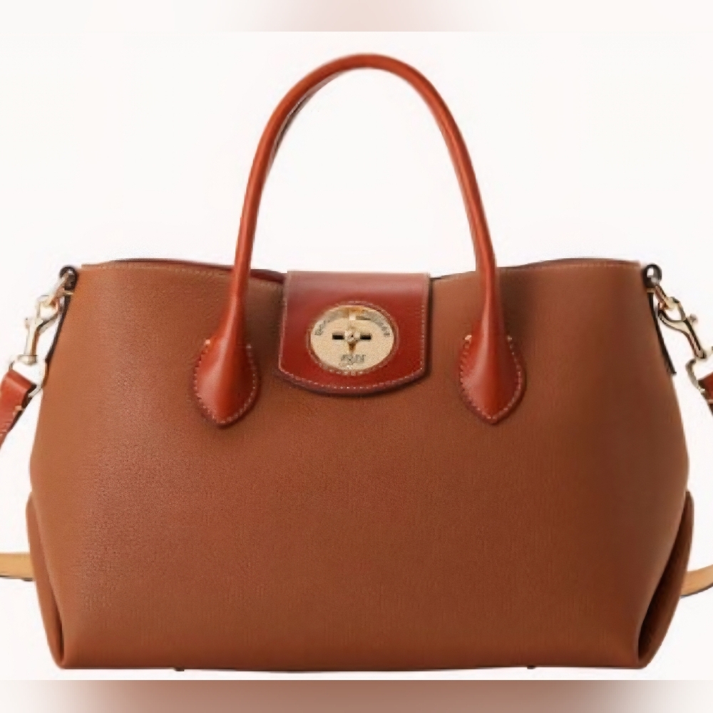 NWT Dooney & Bourke Pebble Grain Leather Handle Tote 30: Caramel Color - Picture 2 of 15